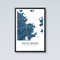 Rio De Janeiro City Map - Framed Poster