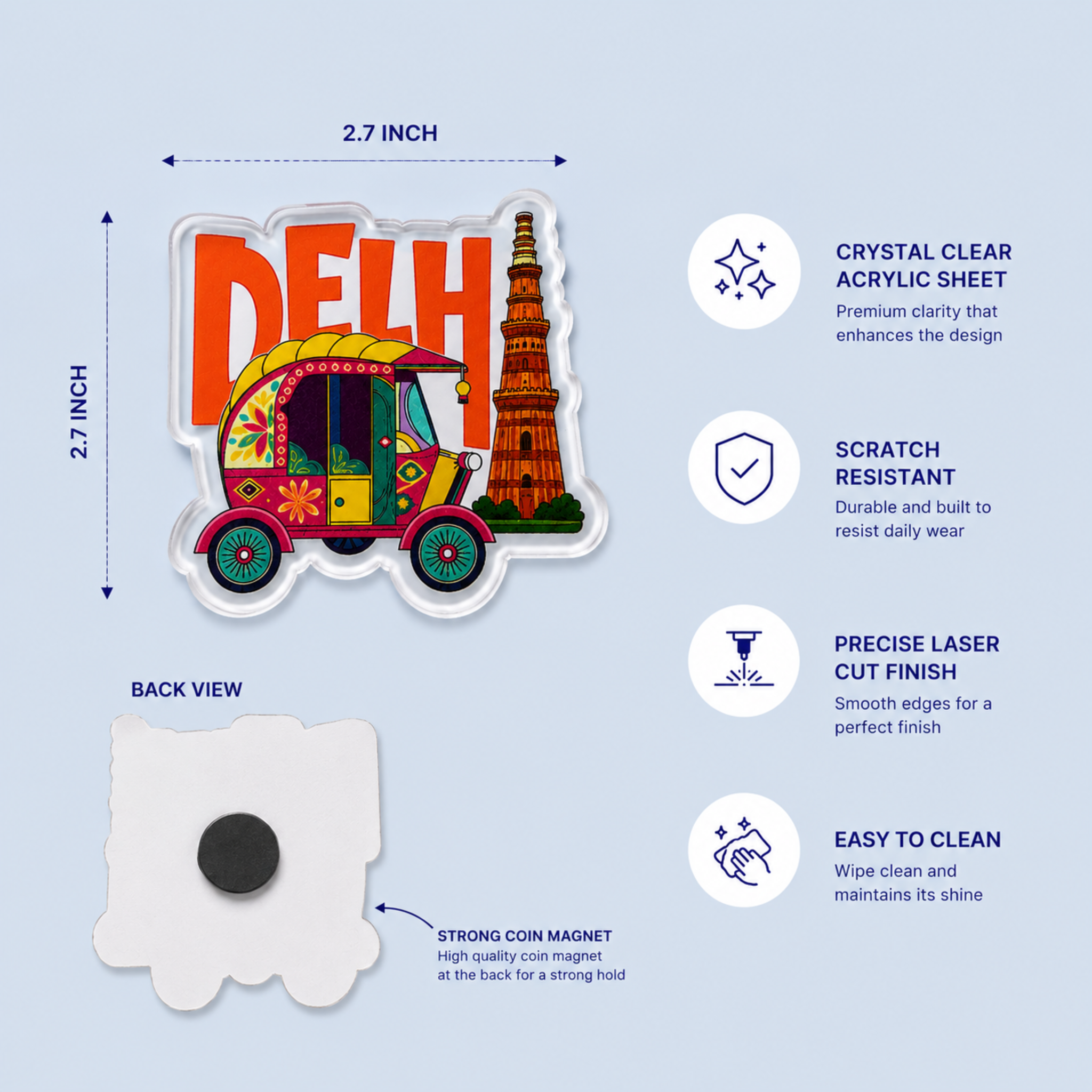 Delhi - Cutout Acrylic Fridge Magnet