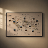 Travel Tracker Push Pin Board