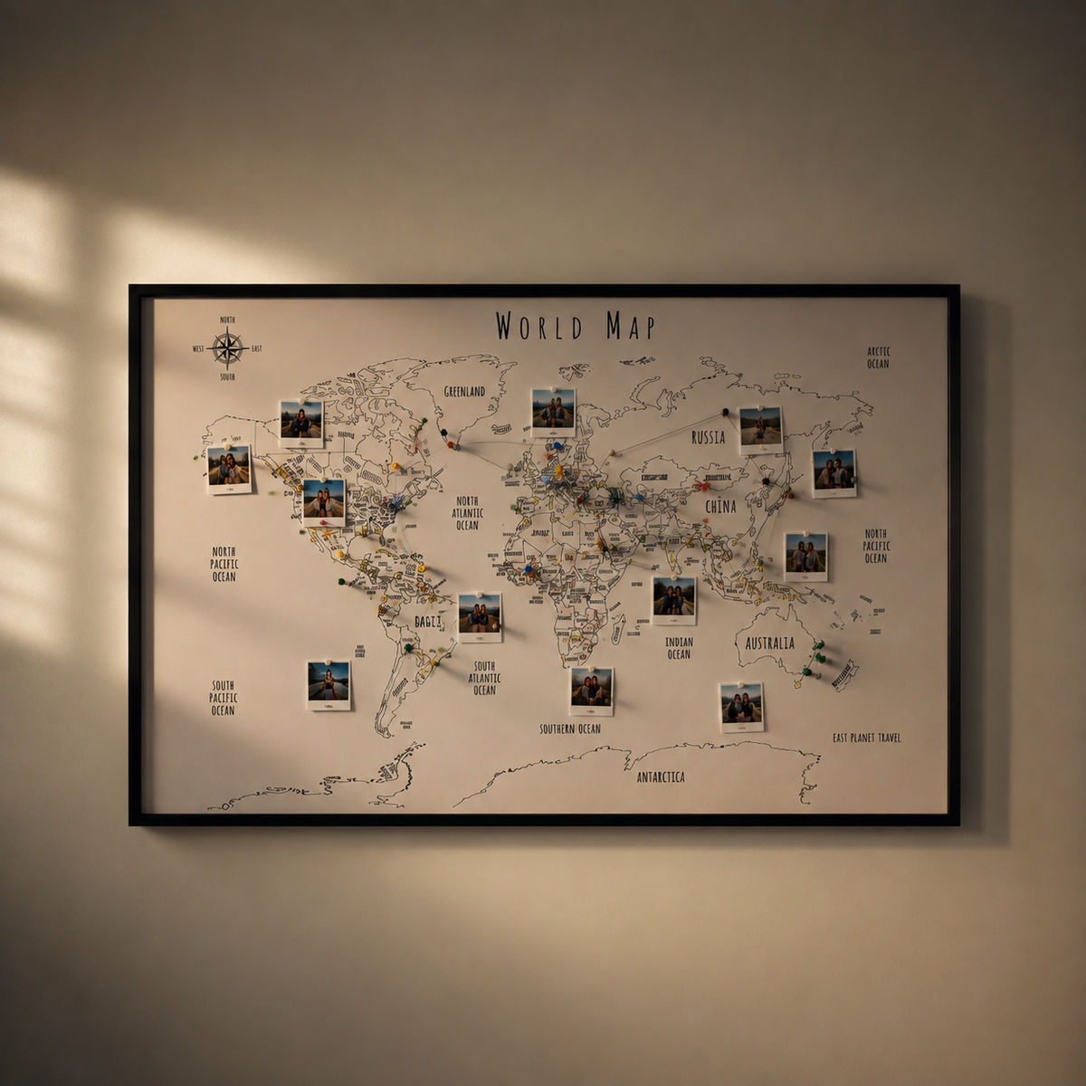 Travel Tracker Push Pin Board