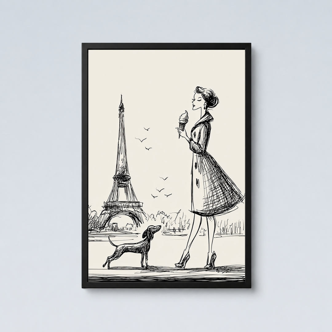 French Woman, Dog & Eiffel