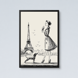 French Woman, Dog & Eiffel