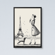 French Woman, Dog & Eiffel