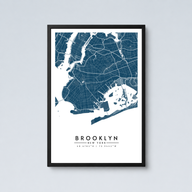 Brooklyn City Map - Framed Poster