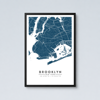 Brooklyn City Map - Framed Poster
