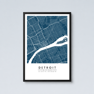 Detroit City Map - Framed Poster