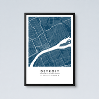 Detroit City Map - Framed Poster
