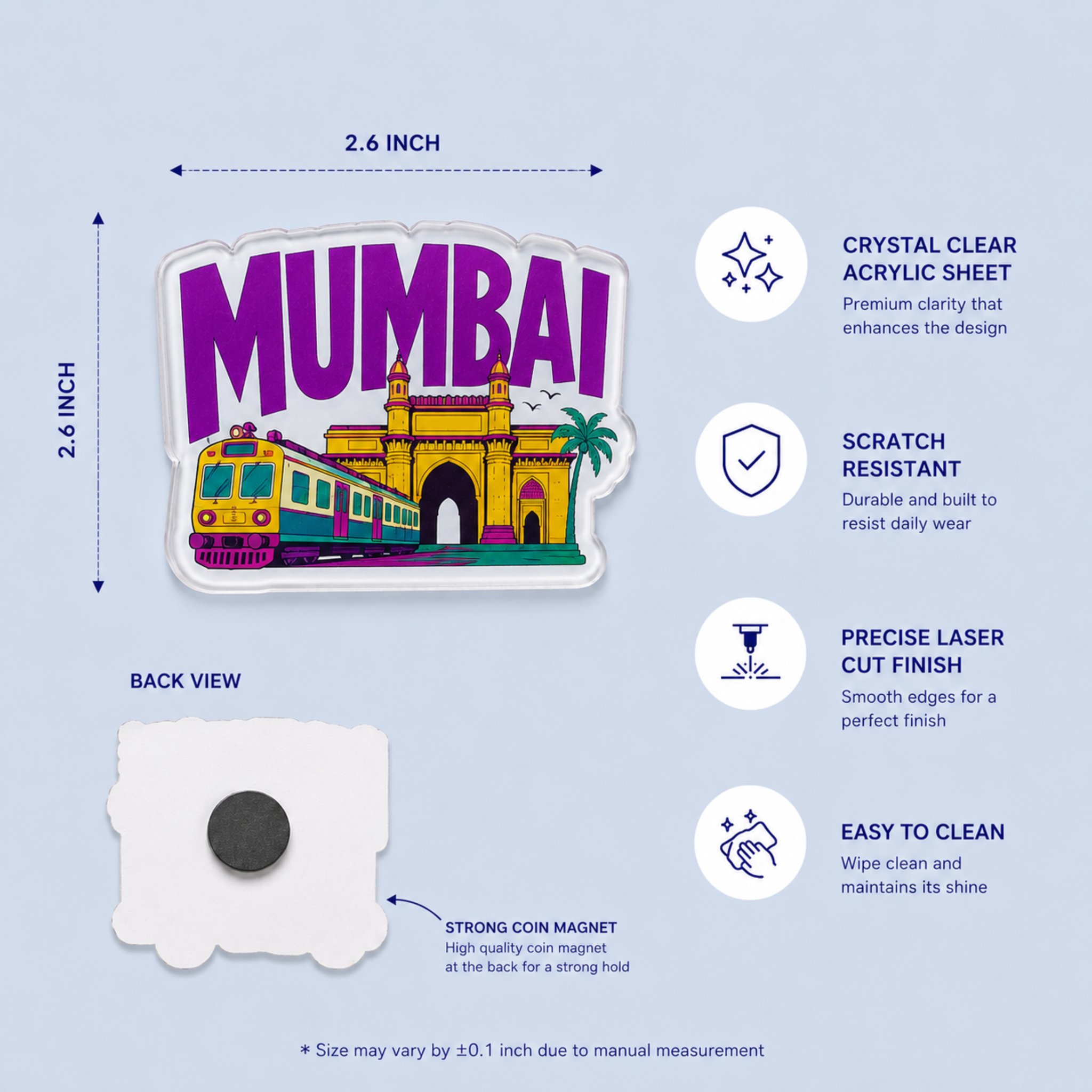 Mumbai - Cutout Acrylic Fridge Magnet