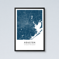 Houston City Map - Framed Poster