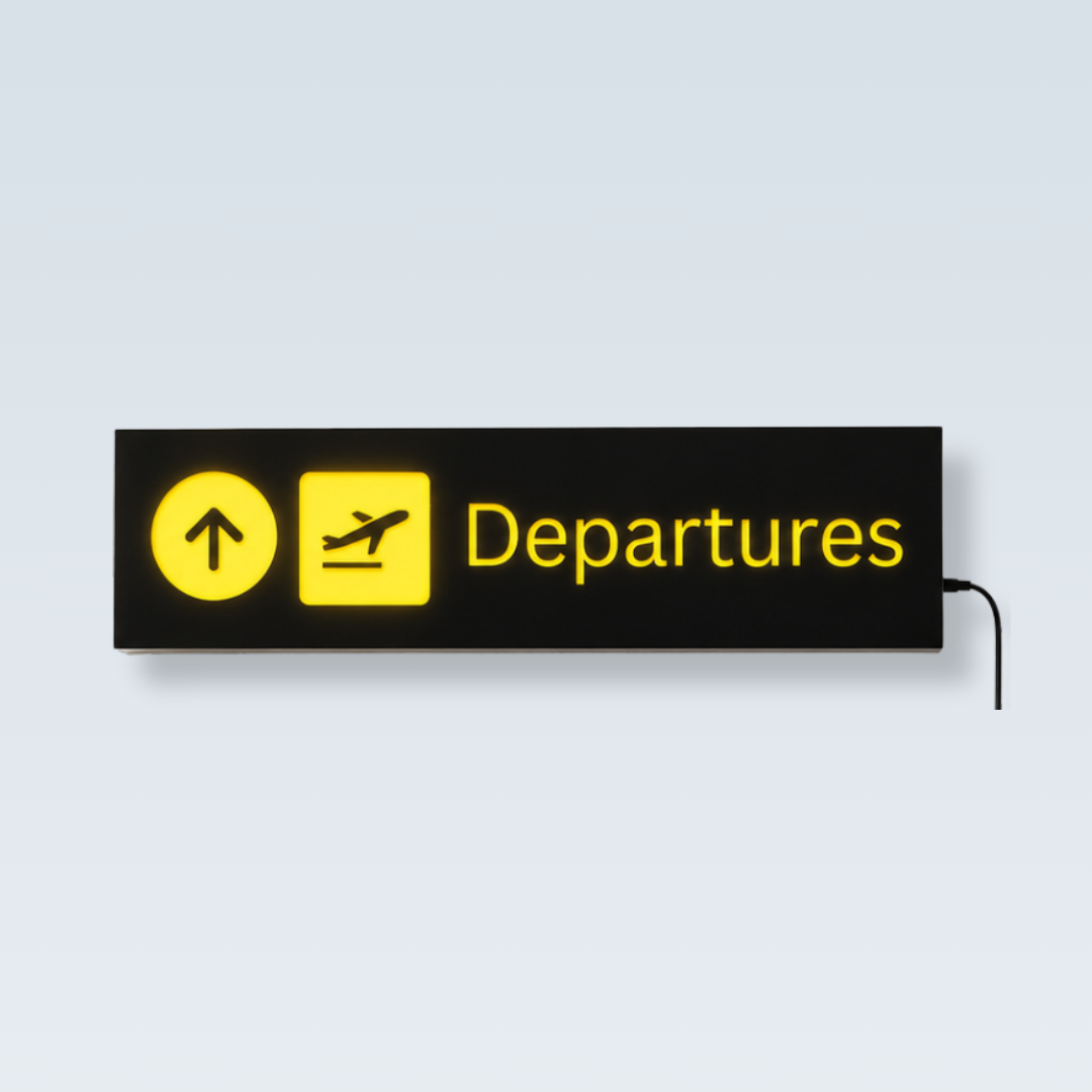 Departures Glow Sign Board