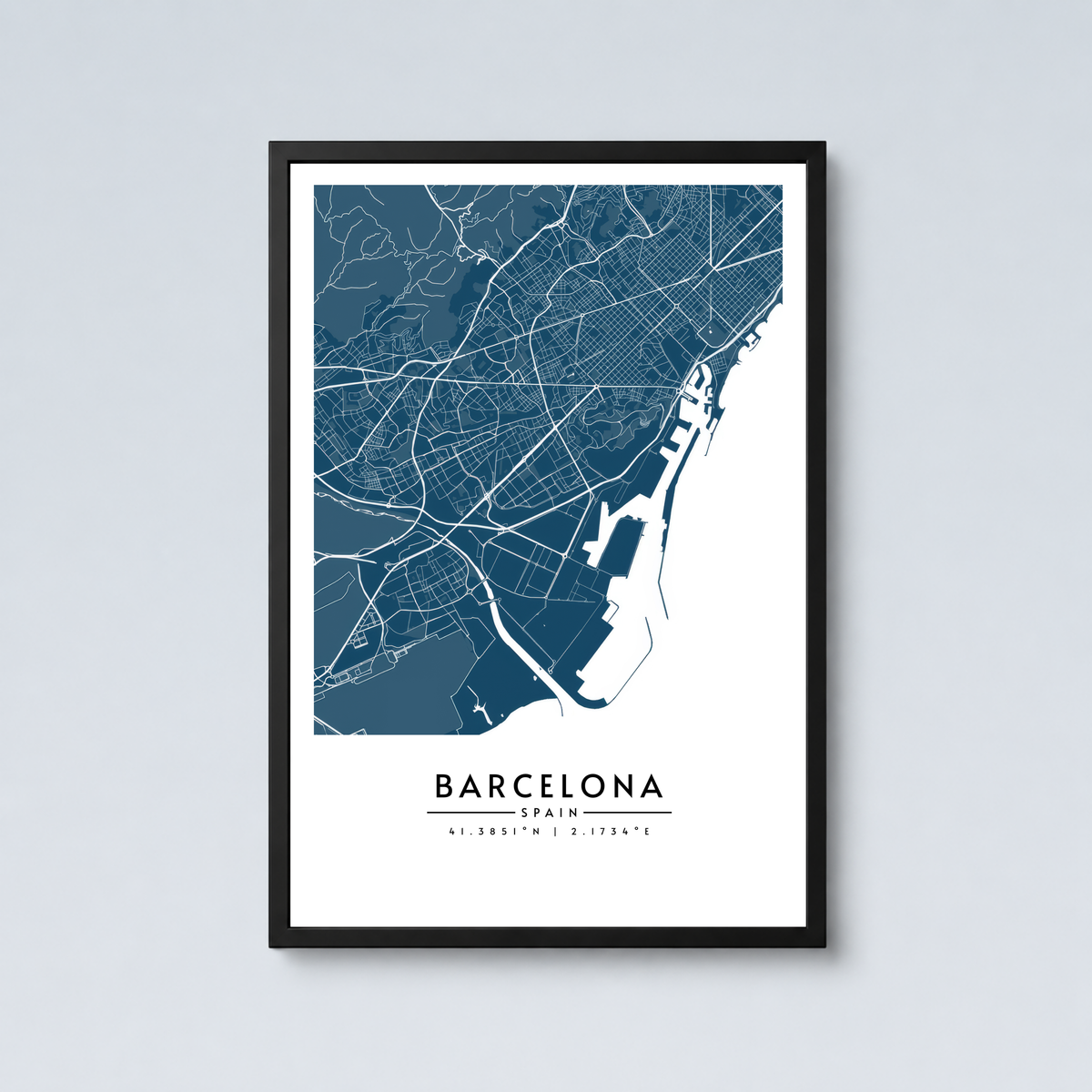 Barcelona City Map - Framed Poster