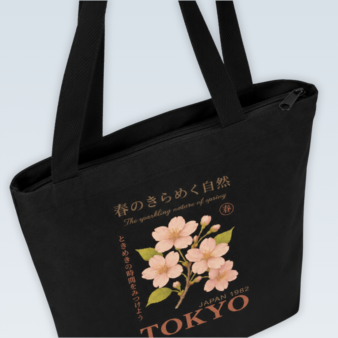 Tokyo Blossom | Zipper Tote Bag