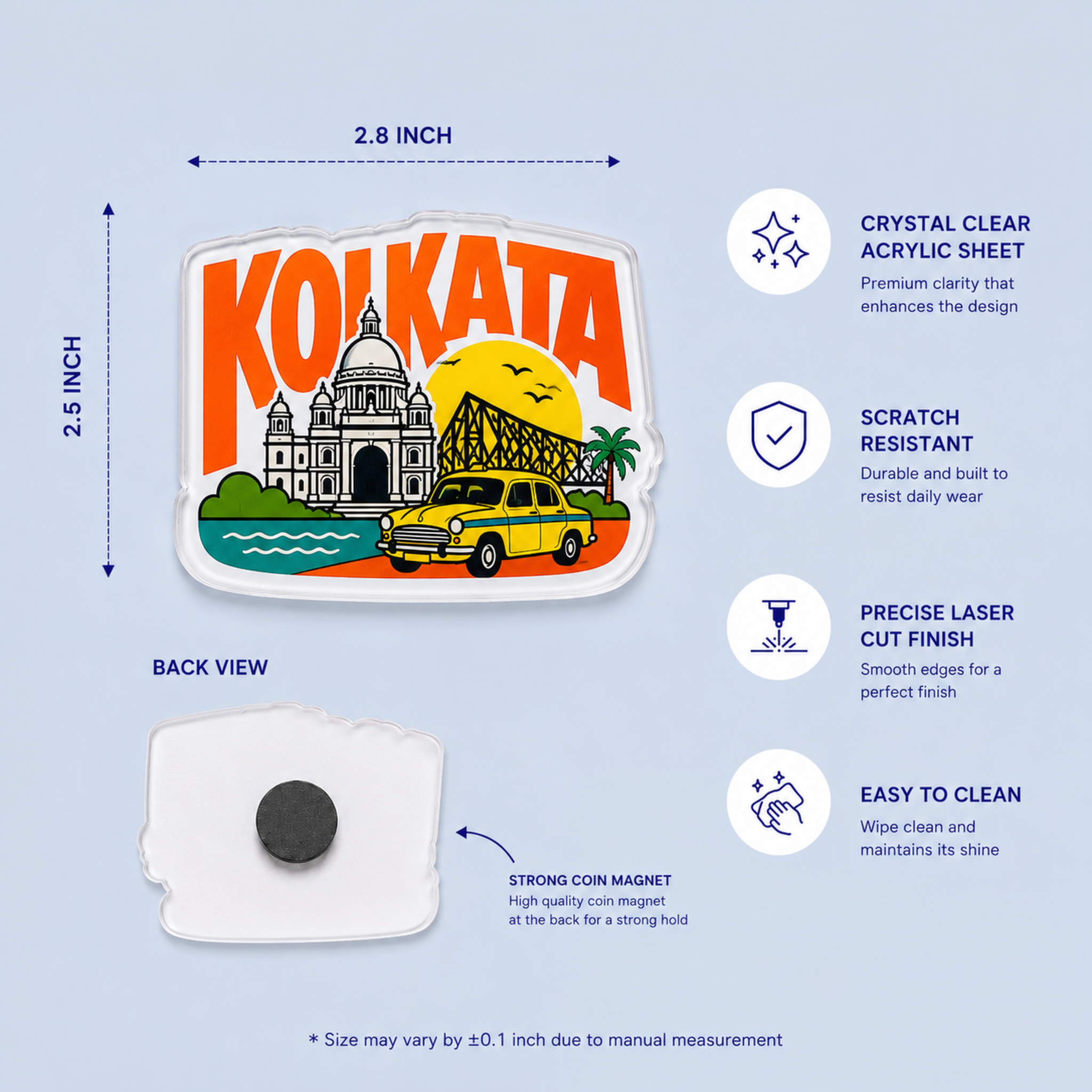 Kolkata - Cutout Acrylic Fridge Magnet