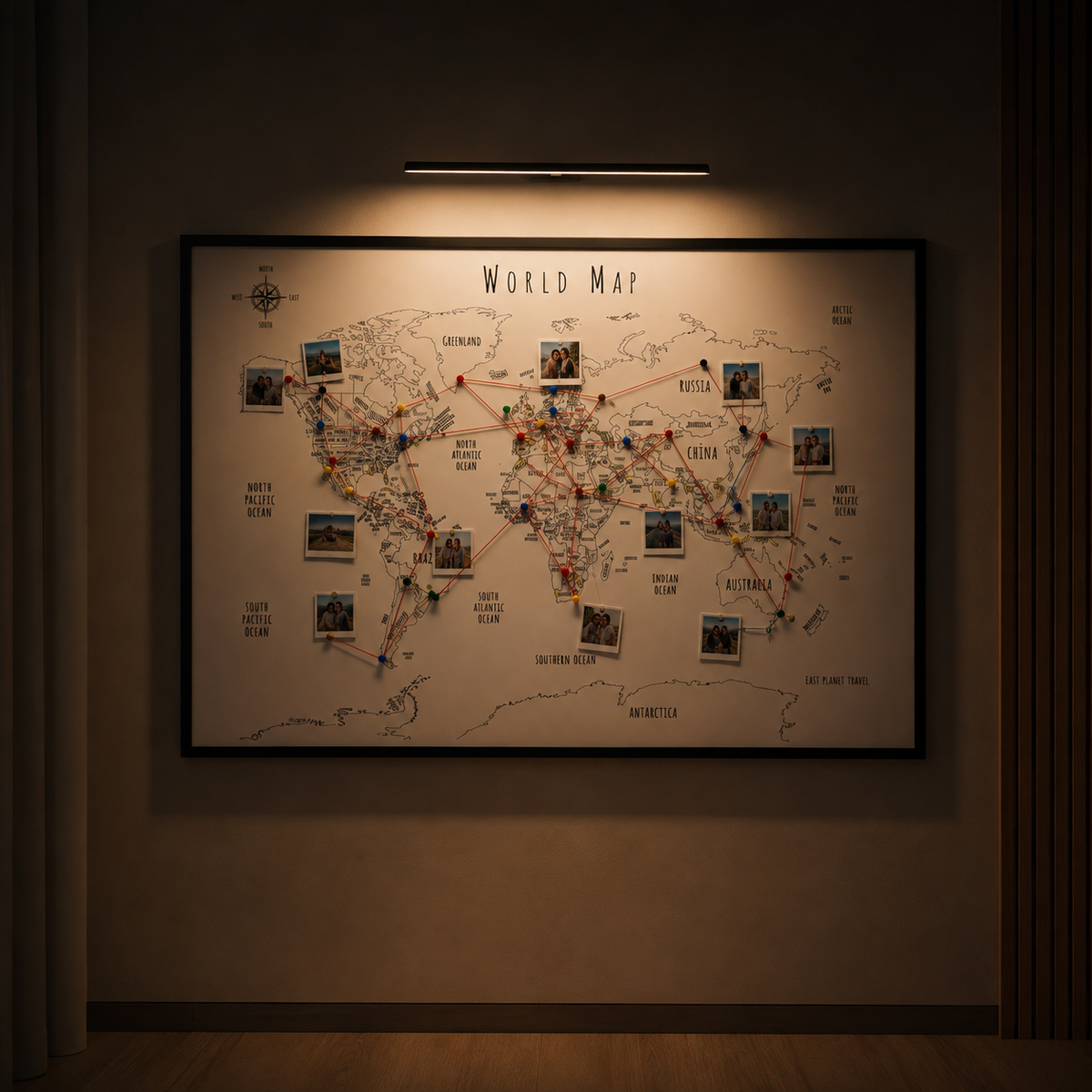 Travel Tracker Push Pin Board