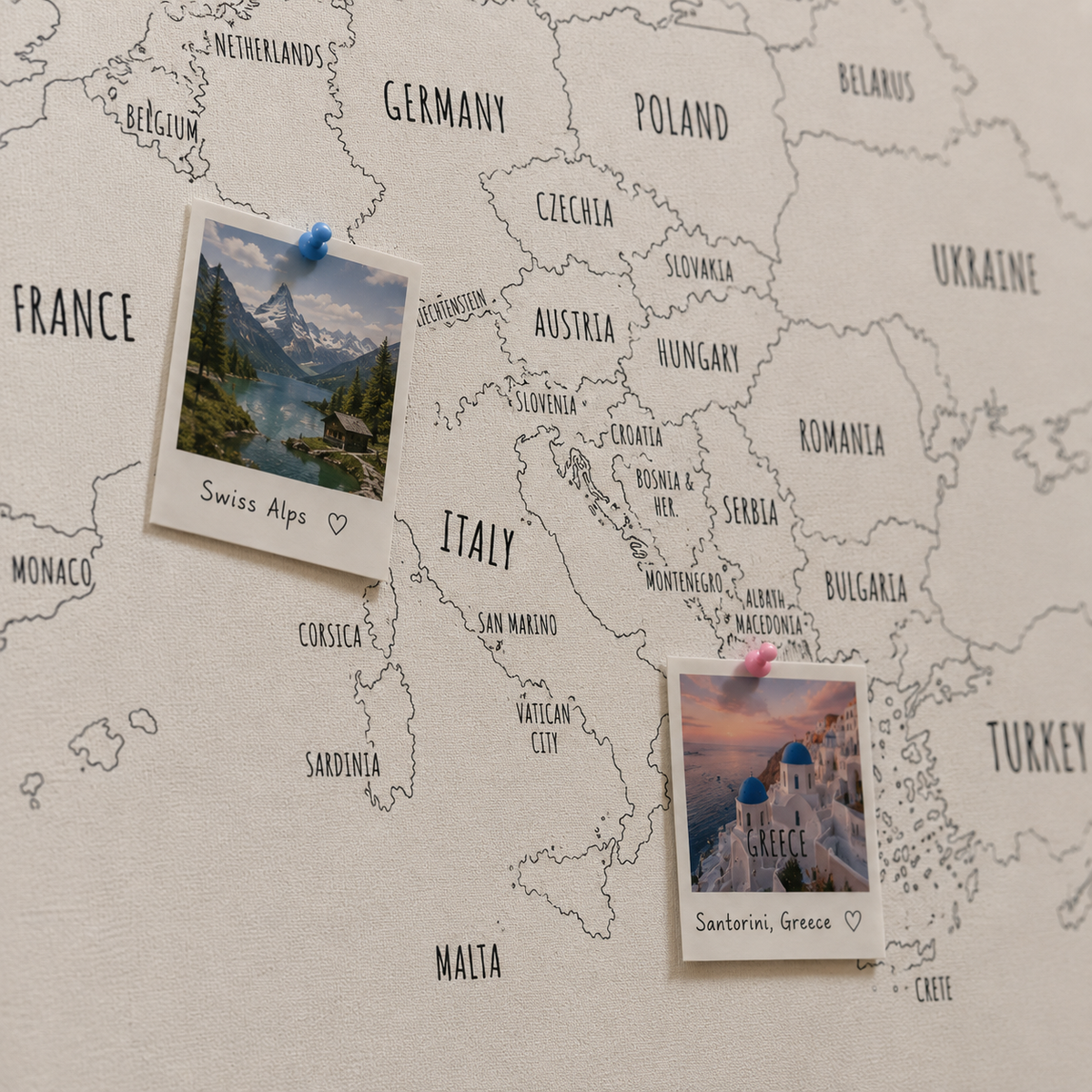 Travel Tracker Push Pin Board