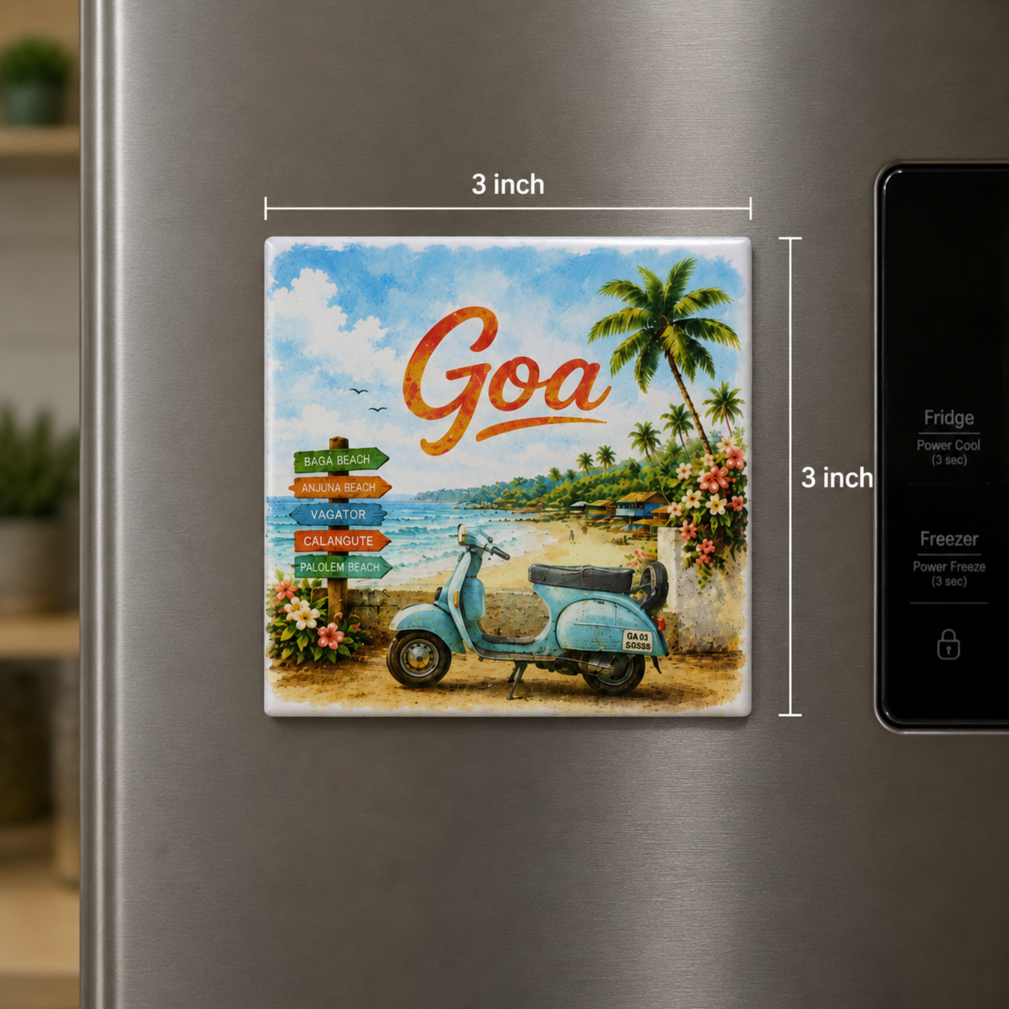 Goa - Square Acrylic Fridge Magnet