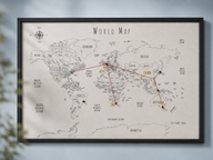 Travel Tracker Push Pin Board