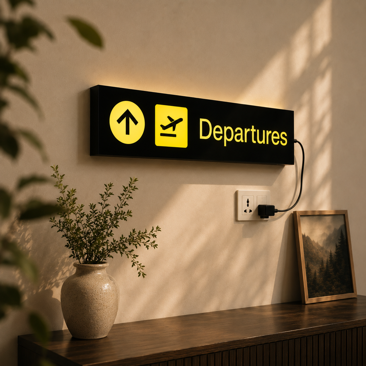Departures Glow Sign Board